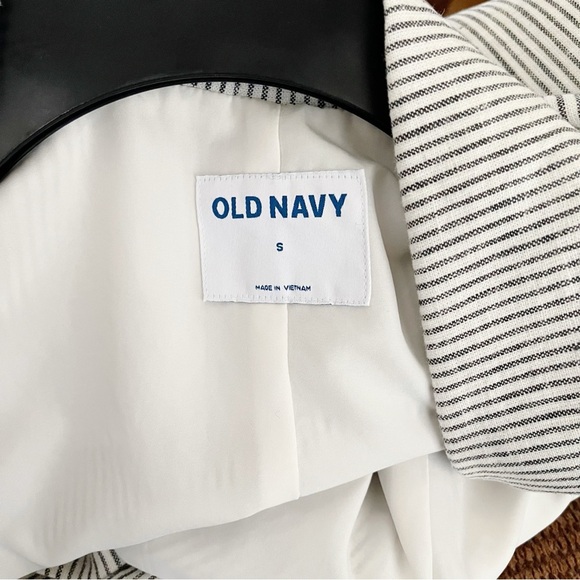 Old Navy Blazer Women's Size S Charcoal Stripe Double Breasted Linen Blend Coat - Picture 6 of 10